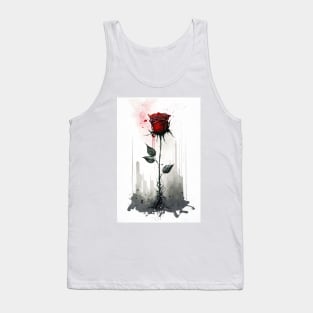 Dark Gothic Red Rose Abstract Art Tank Top